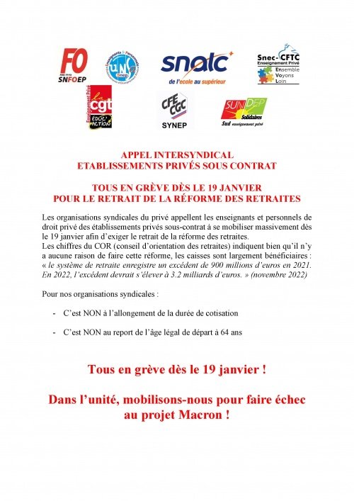 19 janvier Enseignement privé