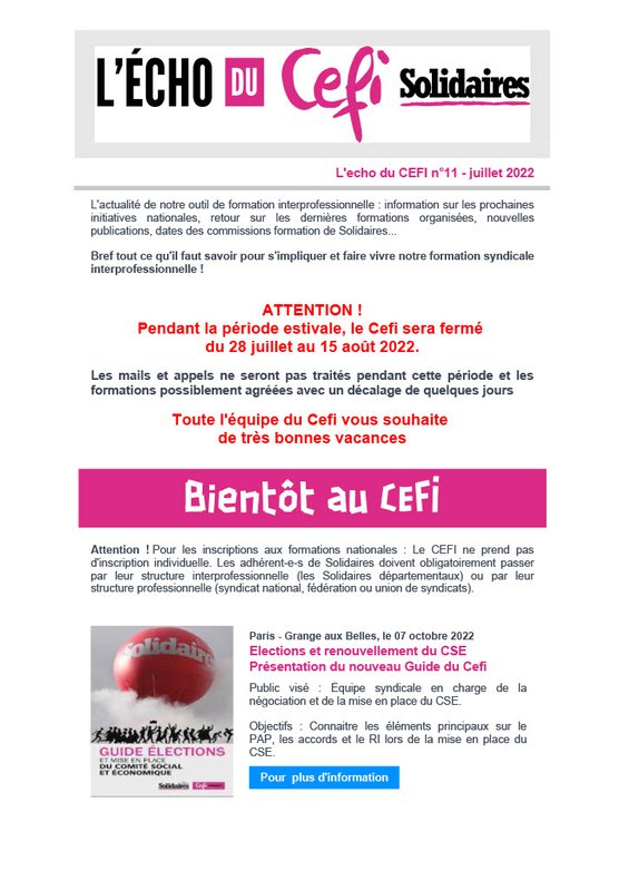 L'écho du CEFI juillet 2022